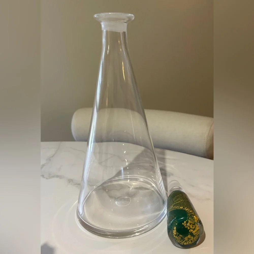 Artisan Glass Vase with Green Accent Stopper